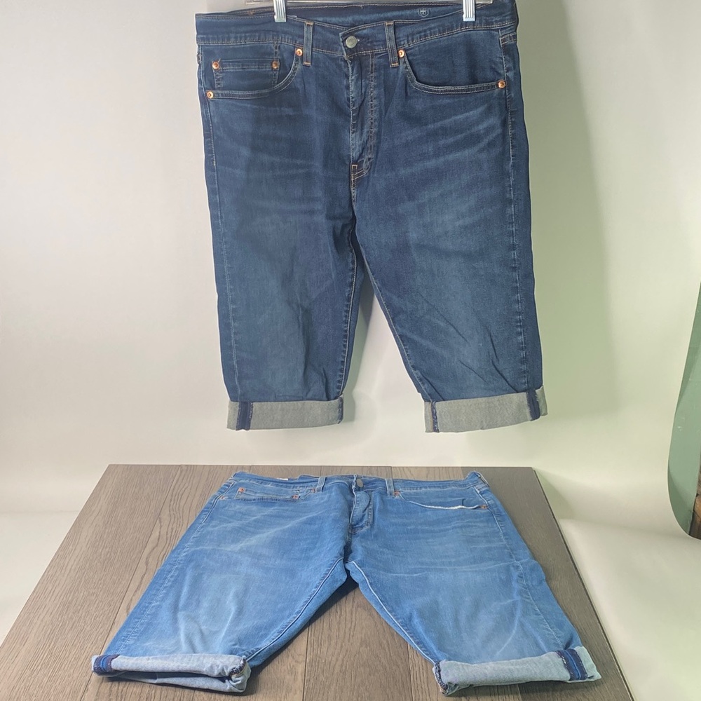 Levi's Premium Big E 505 Dark and Light Blue Jean Shorts Men’s Size 36 - Cooling